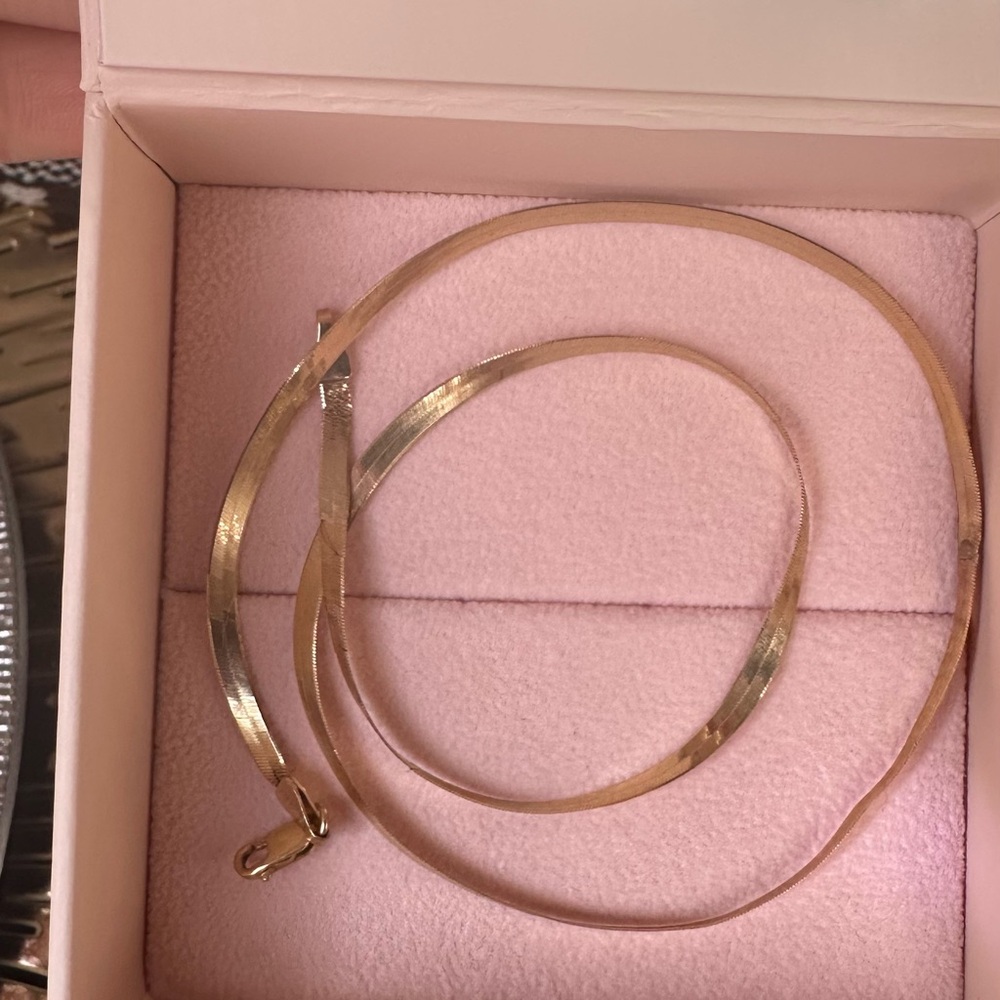 10k solid gold herringbone necklace